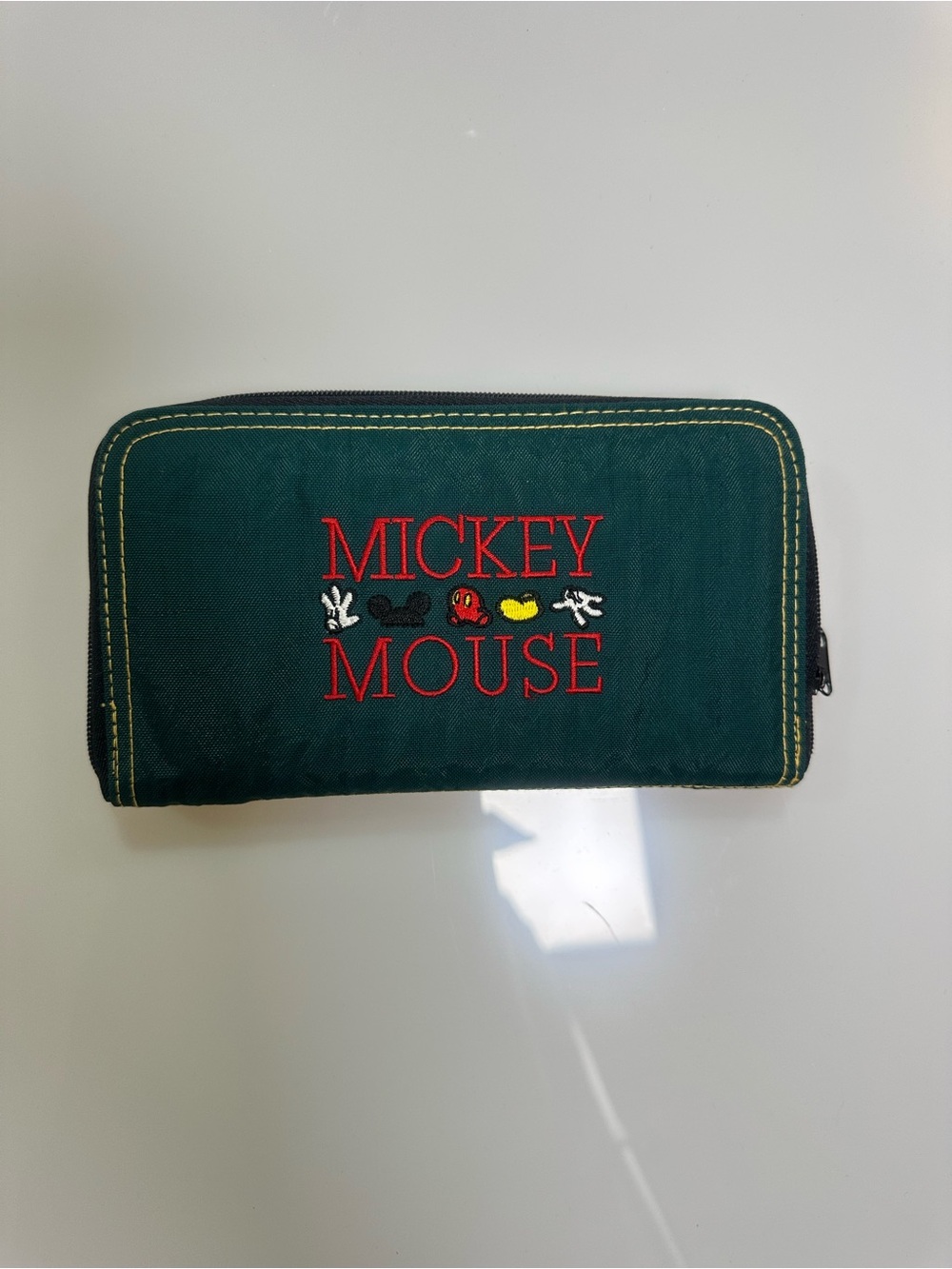 Disney Green Mickey Mouse Zip-Around Wallet with Red Logo
